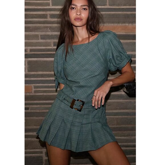 free people green plaid dress | Dresses | Free People Sevi Mini In Combo Sz Xs 1061